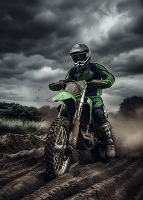 motocross rider on back wheel Poster