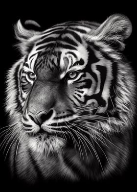 Tiger Face Black And White