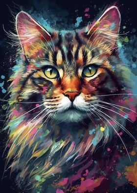 Siberian cat painting