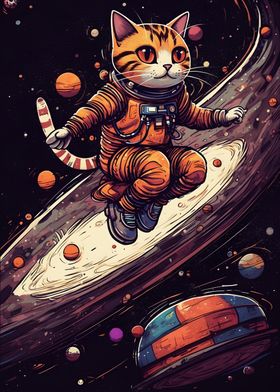 Cute cat in space