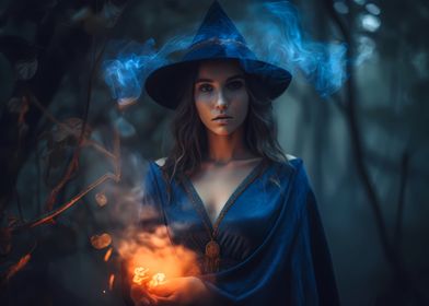 Beautiful blue fire mage