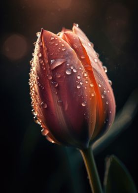 Tulip with morning dew