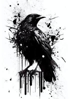 'Raven Black and White' Poster by DecoyDesign | Displate