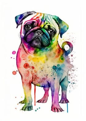 Pug Dog Watercolor