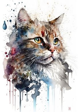 Cat Water Color