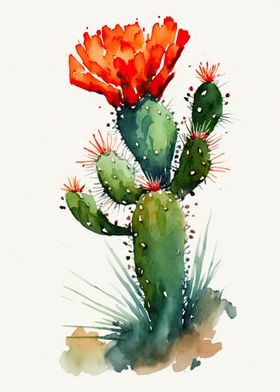 Cactus Flower Watercolor