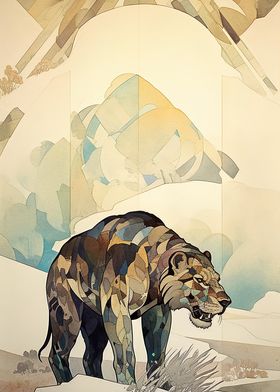 Vintage minimalistic tiger