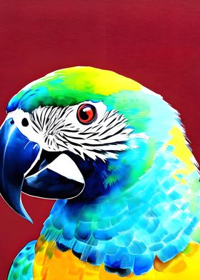 Parrot on a red background