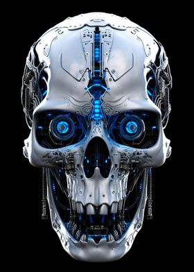 BlueEyed Cyborg Skull