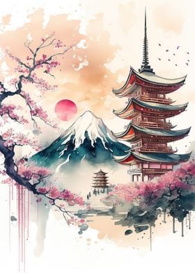 Cherry Blossom Landscape