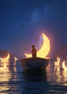 Boy and the moons