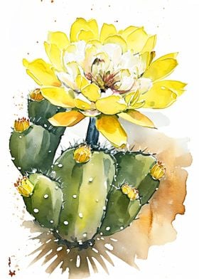 Cactus Flower Watercolor