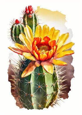 Cactus Flower Watercolor