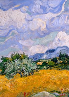 Wheat Field with Cypresses