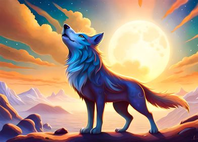 Fantasy wolf howling