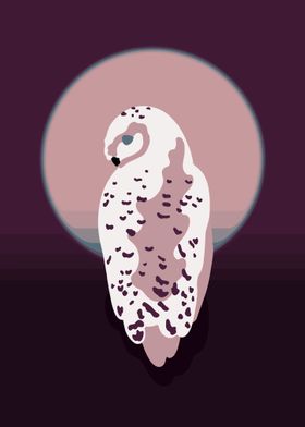 Neon Snow Owl Sunset