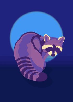 Neon Raccoon Sunset