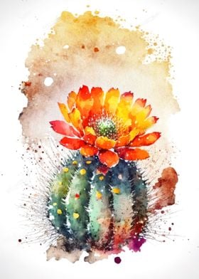 Cactus Flower Watercolor