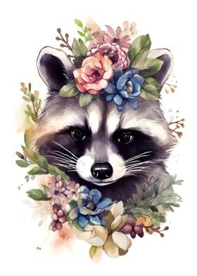 Floral Raccoon