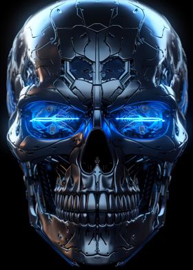 BlueEyed Cyborg Skull