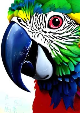 Colored parrot face