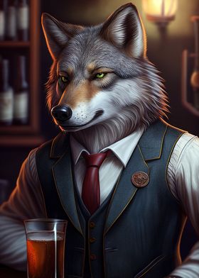 Wolf Barkeeper Suit Animal