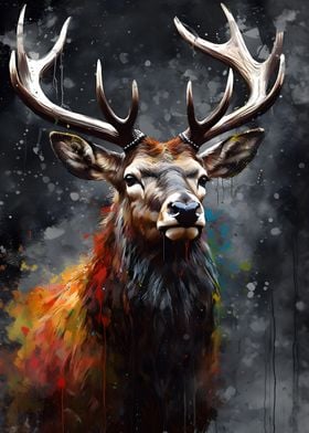 Deer Oil Paint Portrait