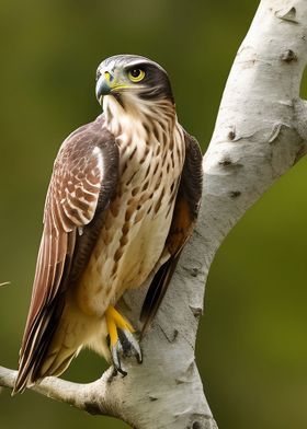 A hawk sitting on a tree