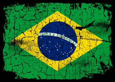 Brazil Flag Dusted Cracked