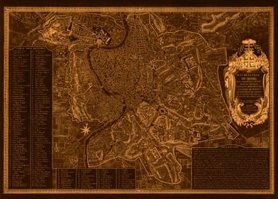 Rome Italy golden map