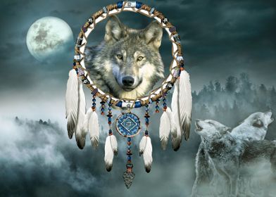 Wolf and Dream Catcher