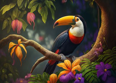 Toucan in rain forest