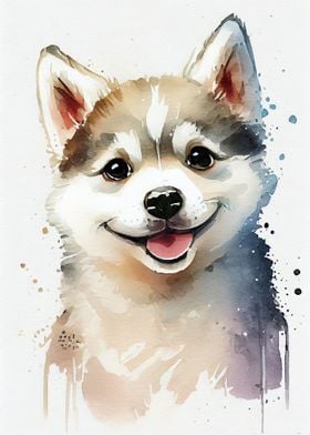 Husky Cute Watercolor