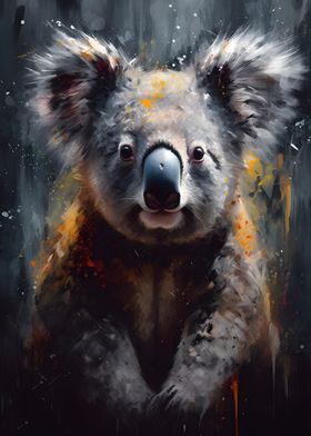 Vibrant Koala Oil Painting