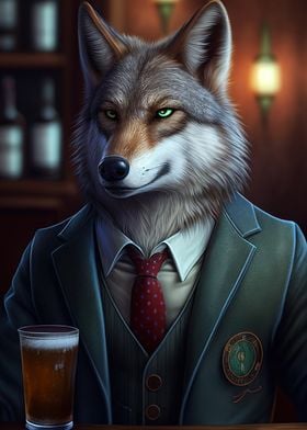 Wolf Barkeeper Suit Animal