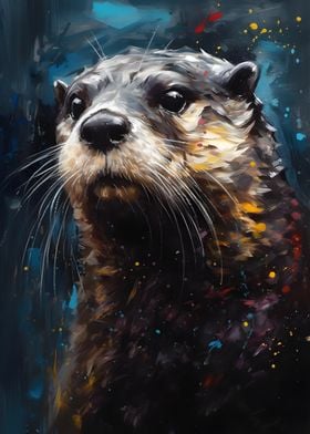 Otter Oil Paint Portrait