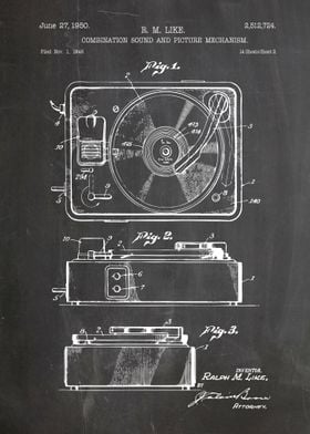 'vinyl player patent 1950' Poster by Designersen | Displate
