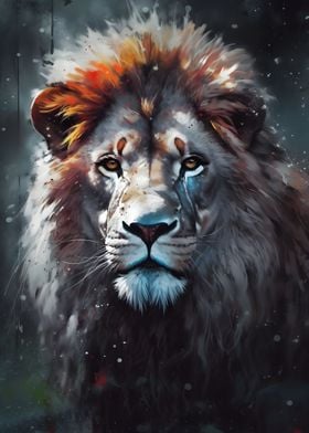 Oil Paint Lion Portrait