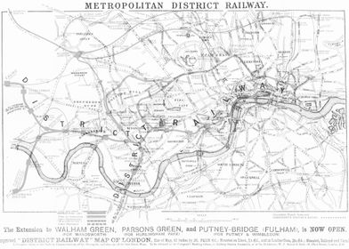 London railway vintage map