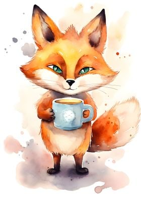 fox with coffee