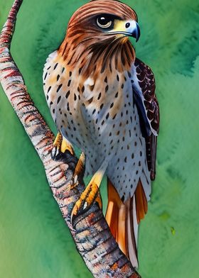 A hawk sitting on a tree