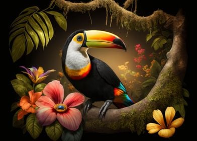 Toucan in rain forest