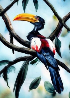 A beautiful hornbill bird