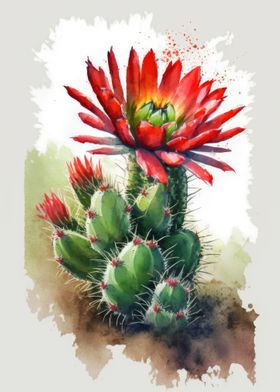 Cactus Flower Watercolor