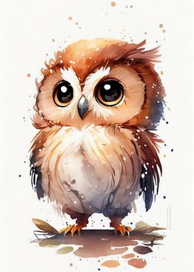 Owl Watercolor Cute