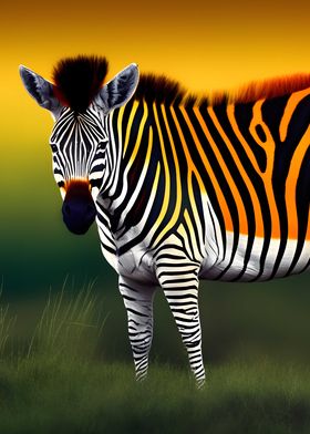 Painting colorful zebra