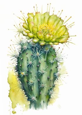 Cactus Flower Watercolor