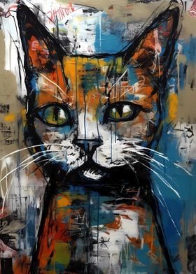 Abstract Cat Art Painting