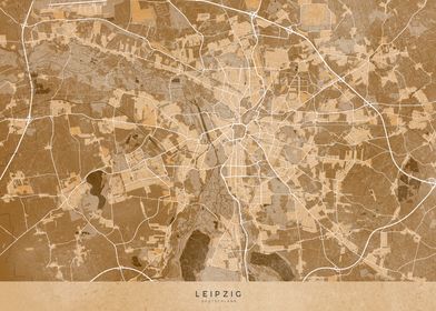 Sepia map of Leipzig