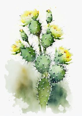 Cactus Flower Watercolor